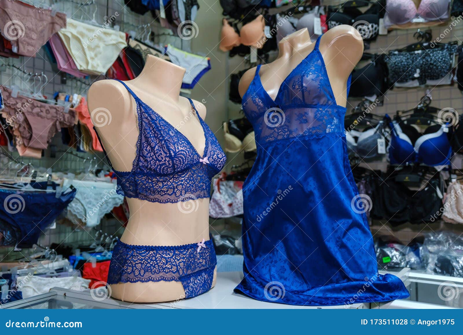 Christchurch chupar Adaptar Dos Maniquíes Vestidos Con Ropa Interior De Mujeres De Encaje Azul En Una  Tienda De Lencería Foto de archivo - Imagen de ropa, hembra: 173511028