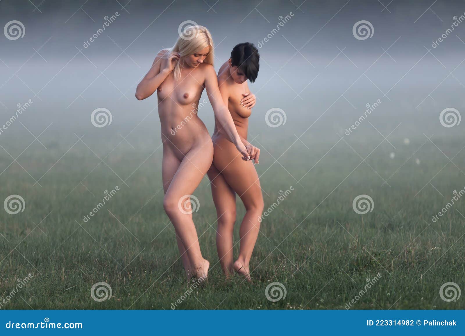 Dos Mujeres Desnudas Posando En Una Noche Nublada En El Campo Foto de  archivo - Imagen de hermoso, amantes: 223314982