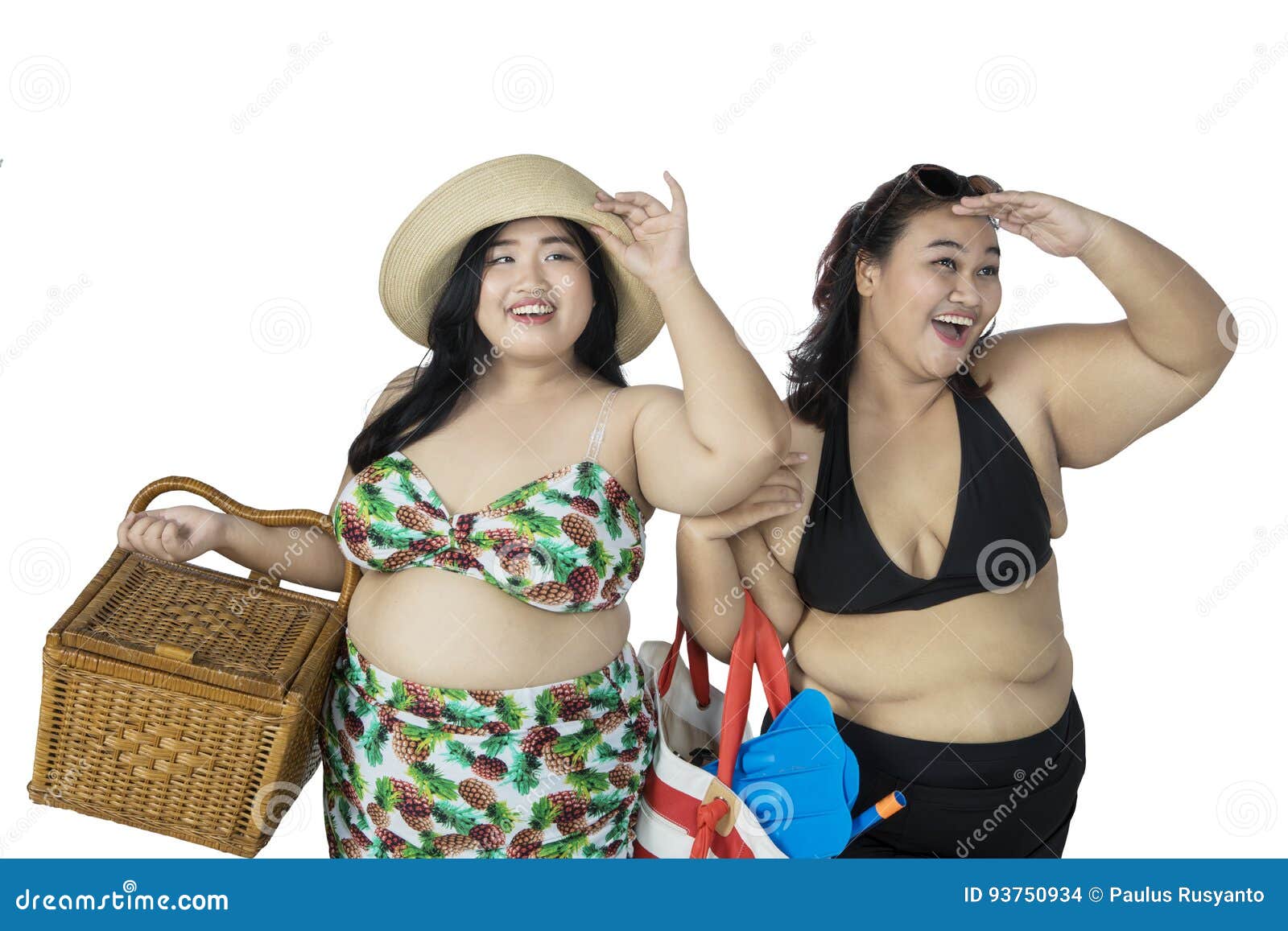 Dos Mujeres Gordas Que Miran Algo Foto de archivo - Imagen de bikini, goce:  93750934