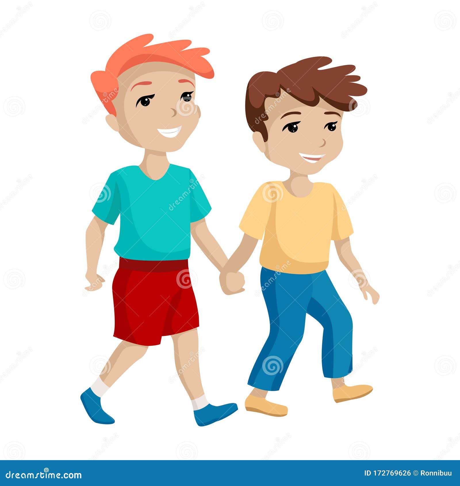 Dos Niños Cogidos De La Mano Ilustración De Dibujos Animados Ilustración  del Vector - Ilustración de escuela, amistad: 172769626