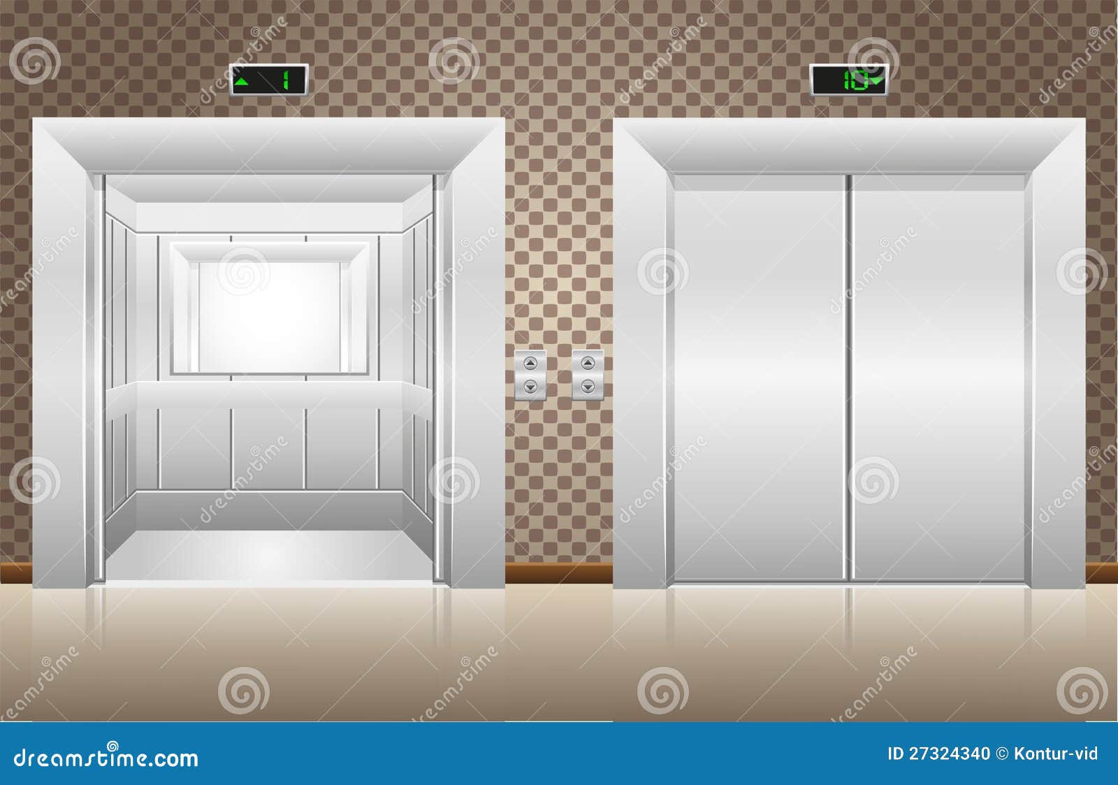 Dos Puertas Del Elevador Se Abren Y Cerrado Ilustración del Vector