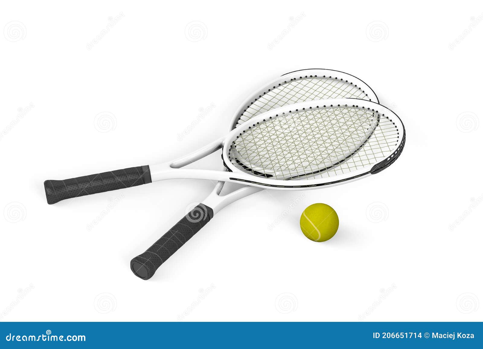 Raqueta de tenis con pelota aislada