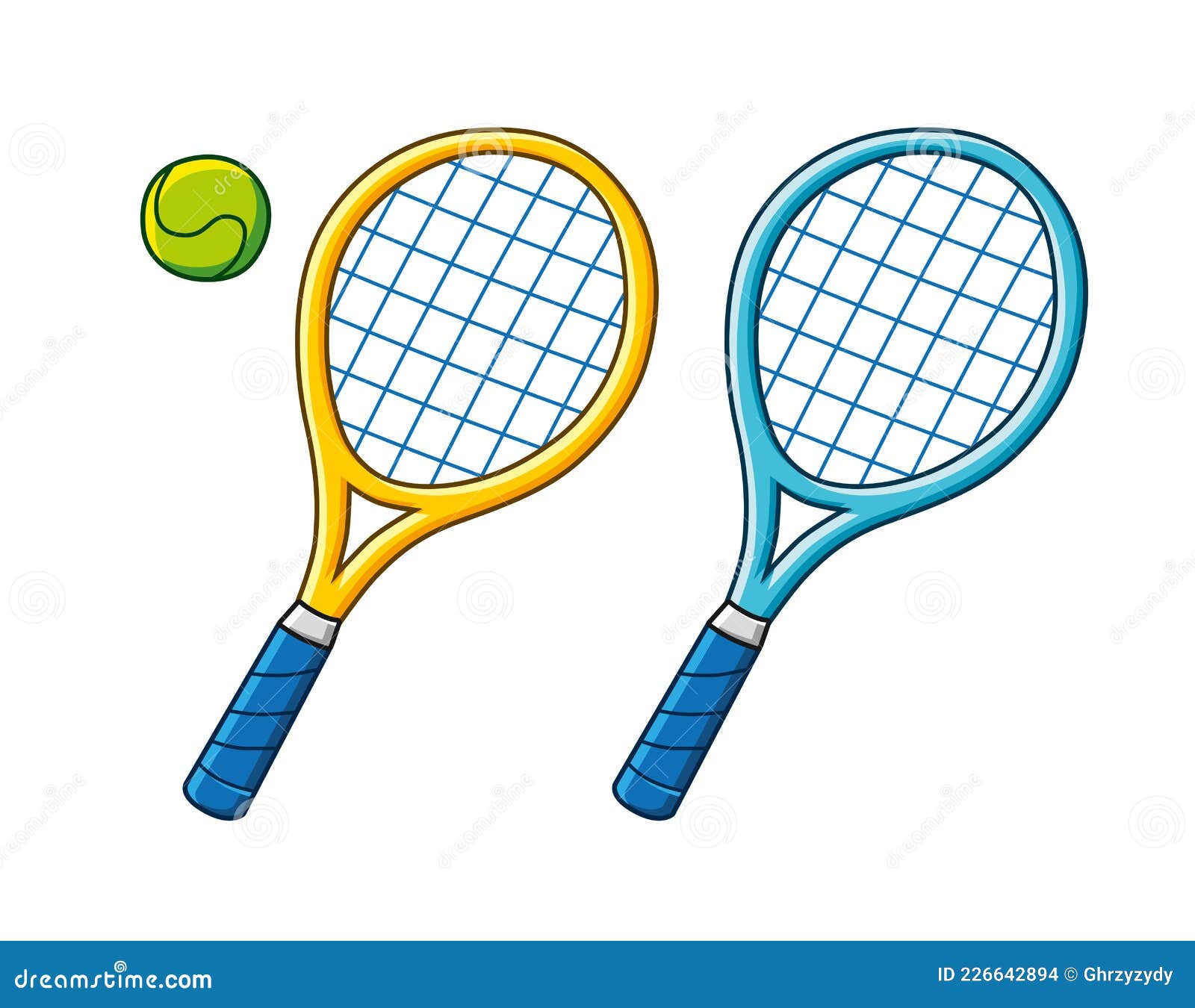 Dos Raquetas De Tenis Y Pelota Ilustración del Vector - Ilustración de  actividad, raqueta: 226642894
