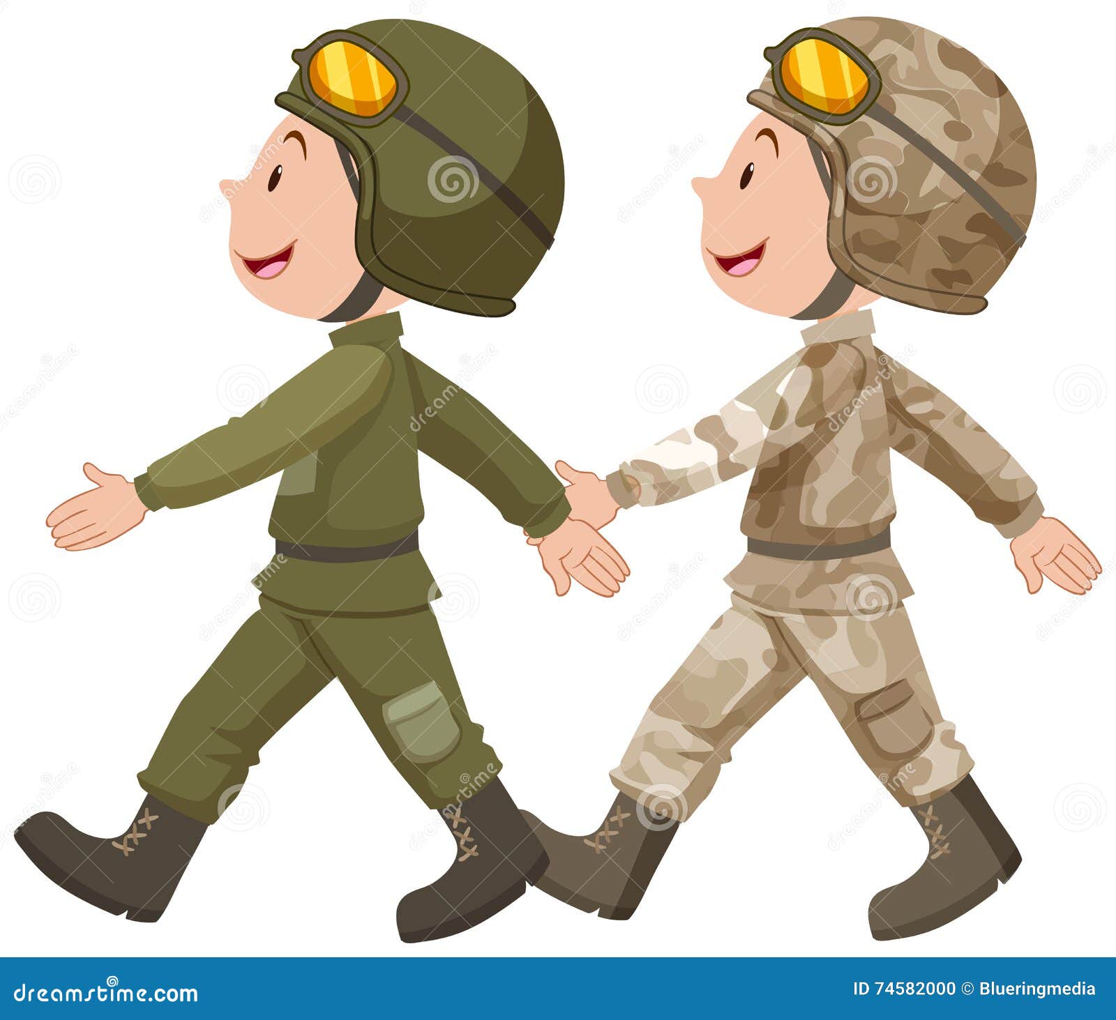 Dos Soldados En Marchar Uniforme Ilustración del Vector - Ilustración de  objeto, feliz: 74582000