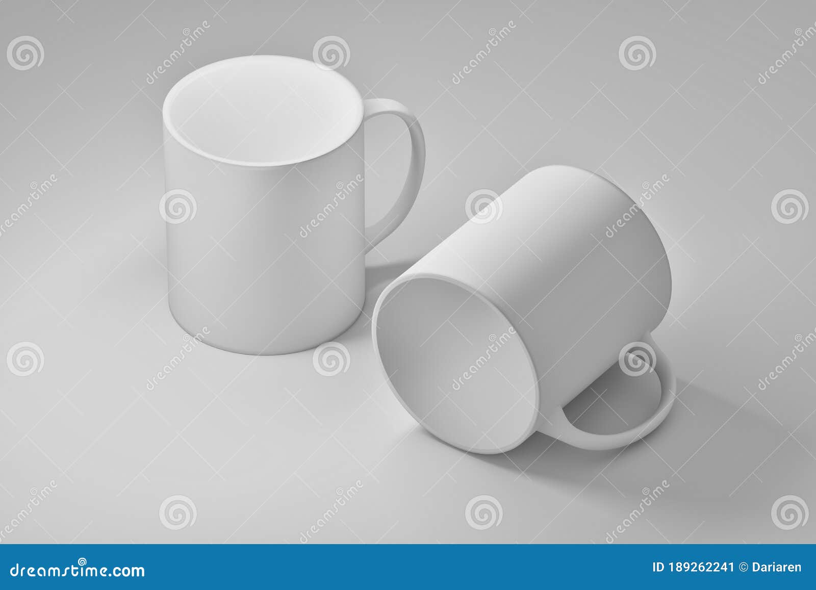 Dos Tazas Blancas De Café En Blanco Sobre Fondo Blanco Stock de ilustración  - Ilustración de marca, espacio: 189262241