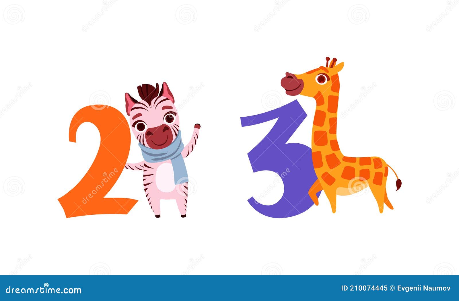 Dos Y Tres Números Con Lindos Números De Cumpleaños De Cebra Y Jirafa Con  Animales Graciosos Vector De Dibujos Animados Ilustración del Vector -  Ilustración de historieta, aprendizaje: 210074445