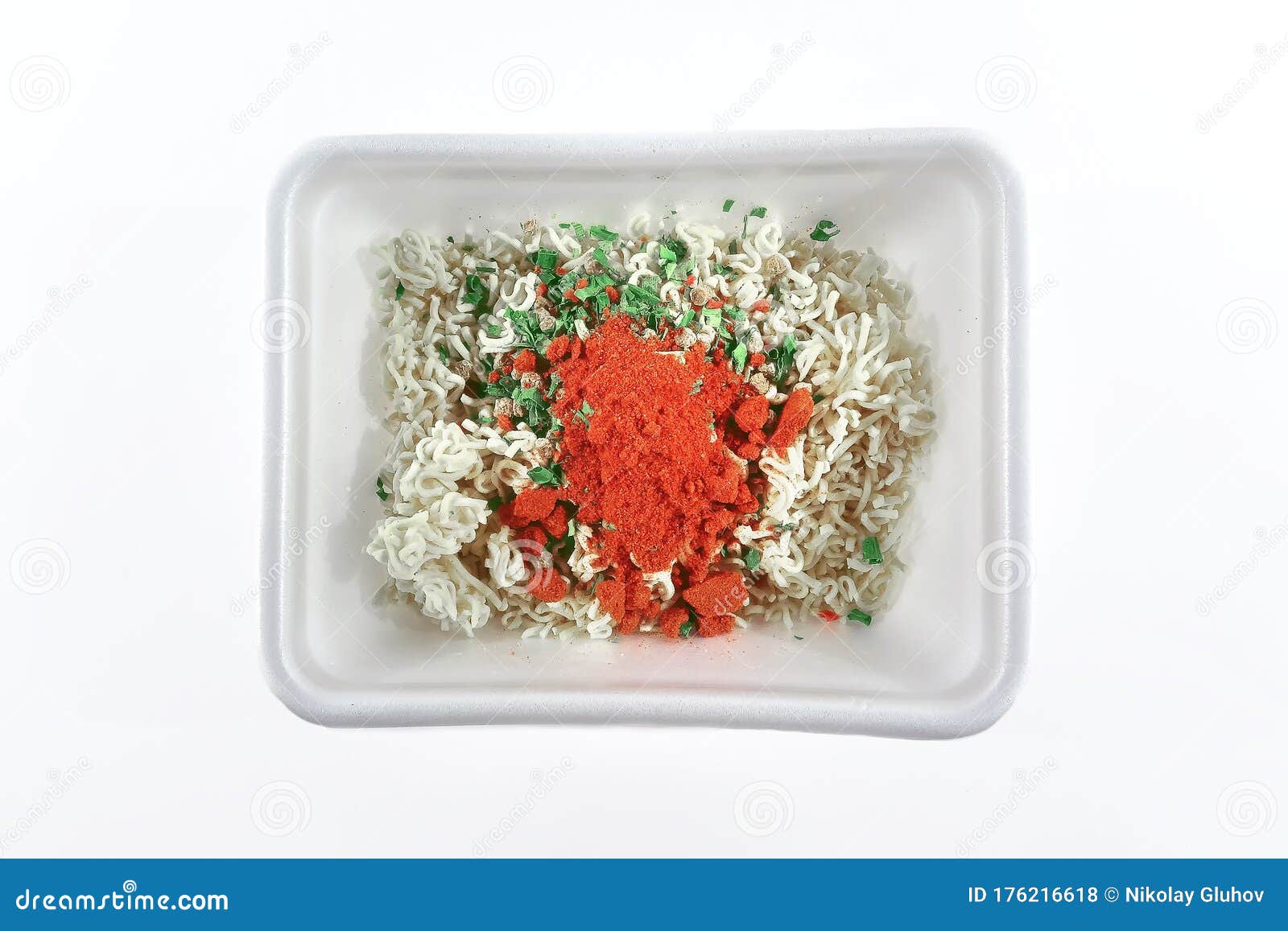 doshirak fast food. isolate on white background. top view