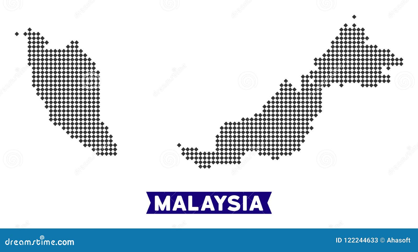 Pixelated Malaysia Map stock vector. Illustration of regional 