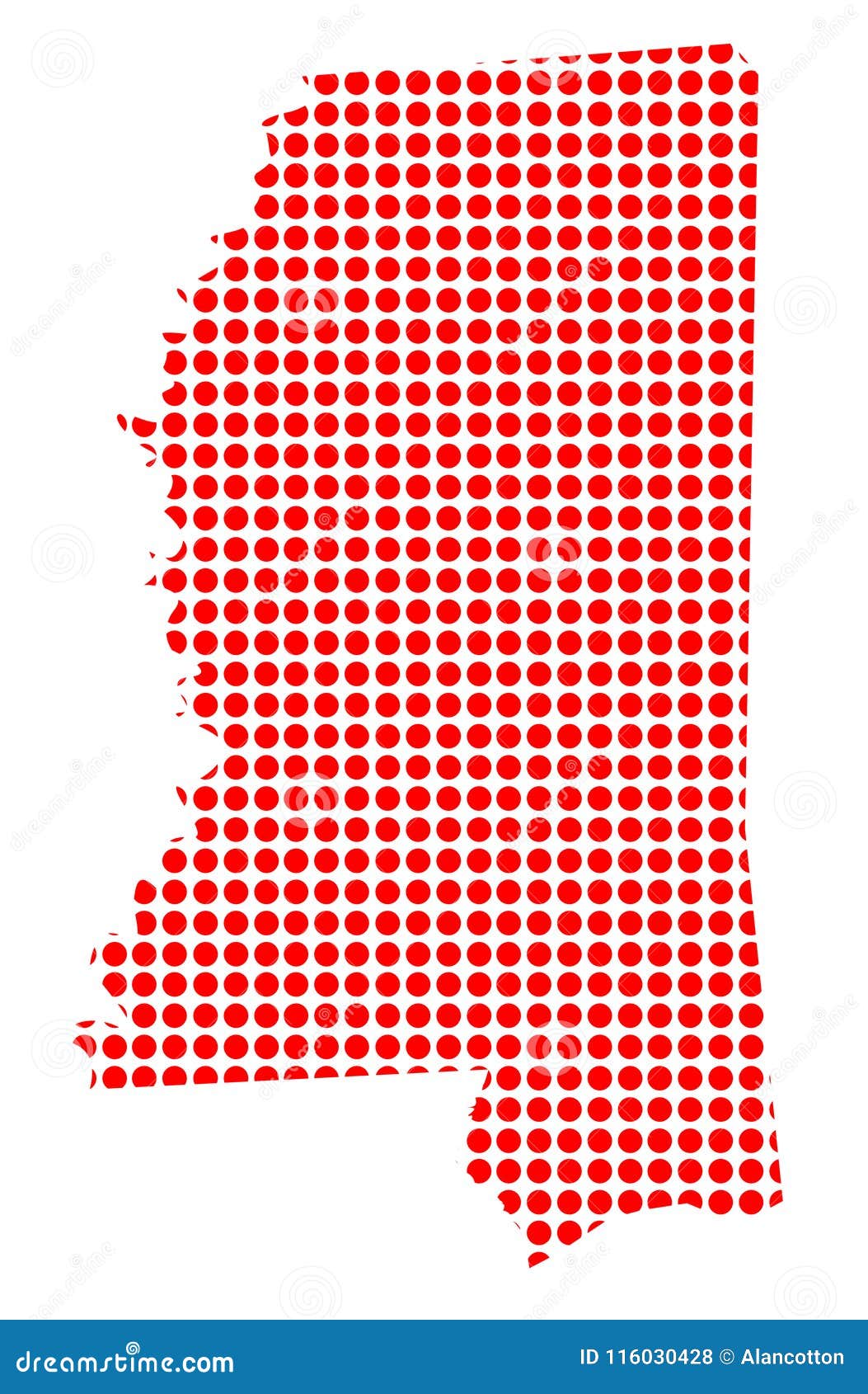 Dot Map Vermelho De Mississippi Ilustração do Vetor Ilustração de