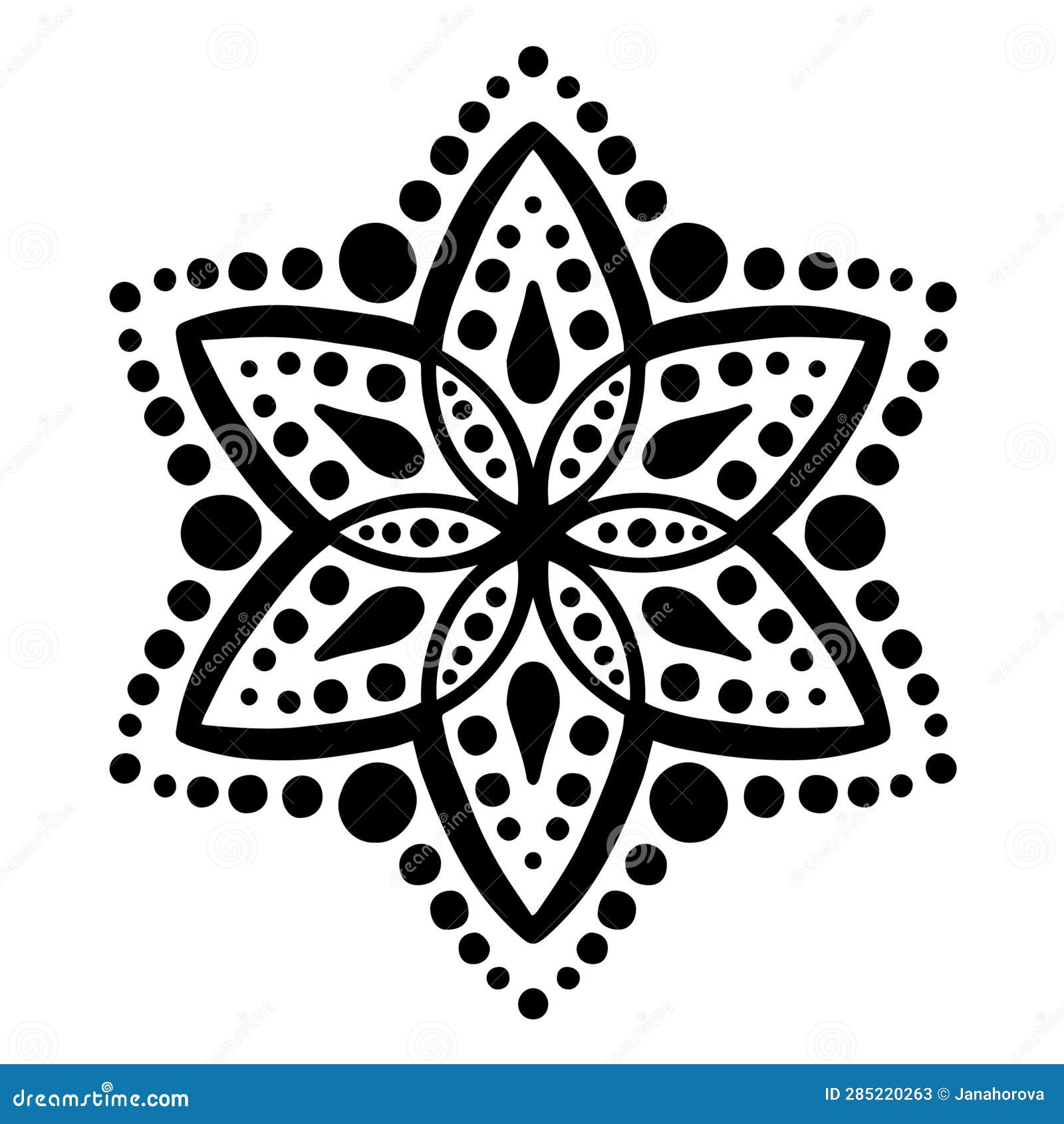 Dot Painting Black and White Mandala Stock Illustration Illustration