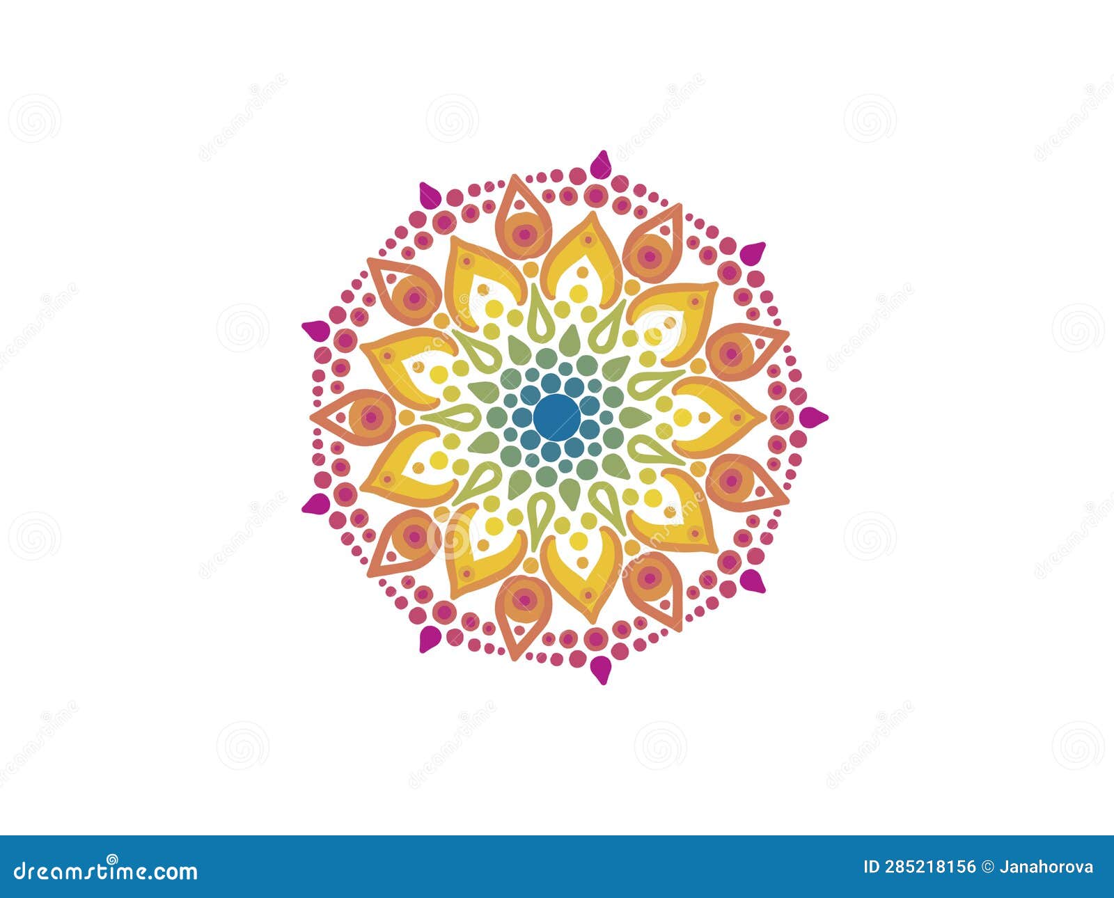 Dot Painting Rainbow Mandala Stock Illustration Illustration of
