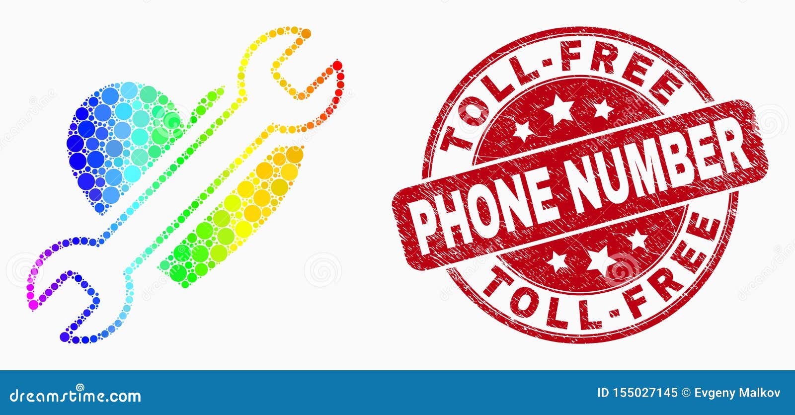 Vector Rainbow Colored Pixelated Repair Heart Icon and Grunge Toll Free Vector Rainbow Colored Pixelated Repair Heart Icon and Grunge Toll Free