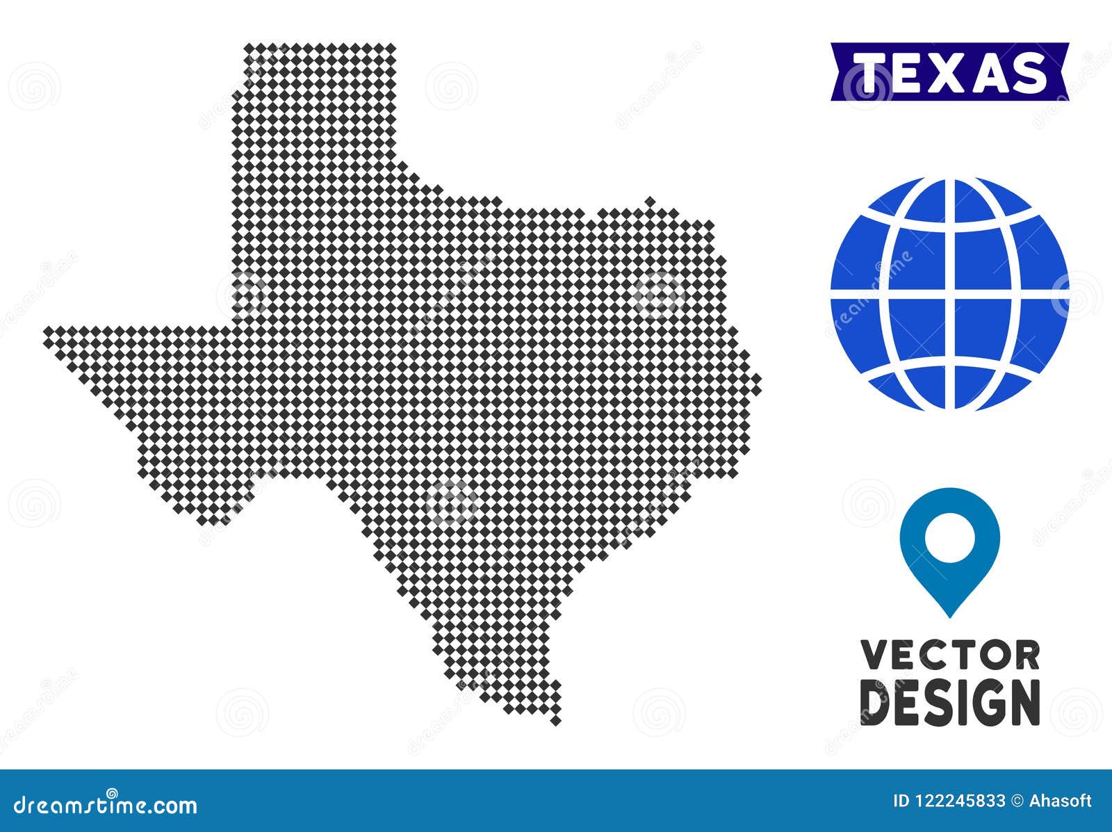 Pixelated Texas Map stock vector. Illustration of state 122245833