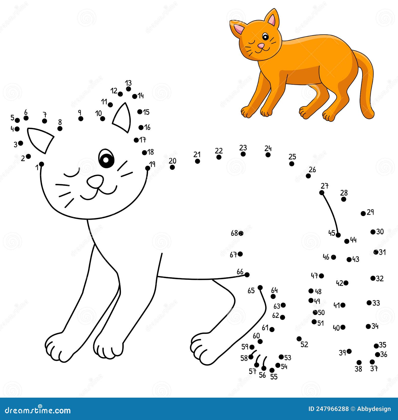 Cat Dot To Dot Coloring Pages