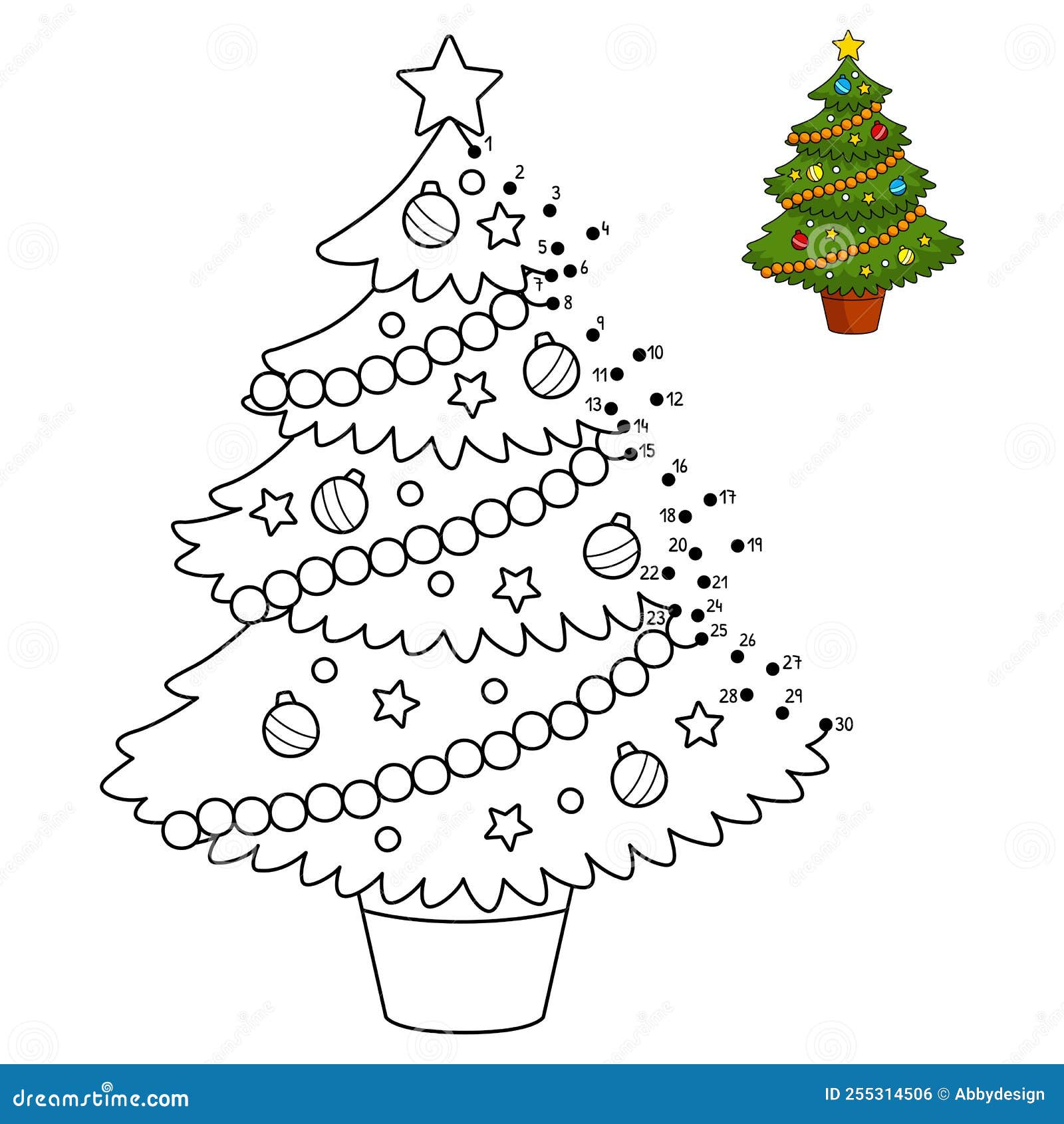 Dot To Dot Christmas Tree Isolated Coloring Page Stock Vector dot-to-dot-christmas-tree-isolated-coloring-page-stock-vector