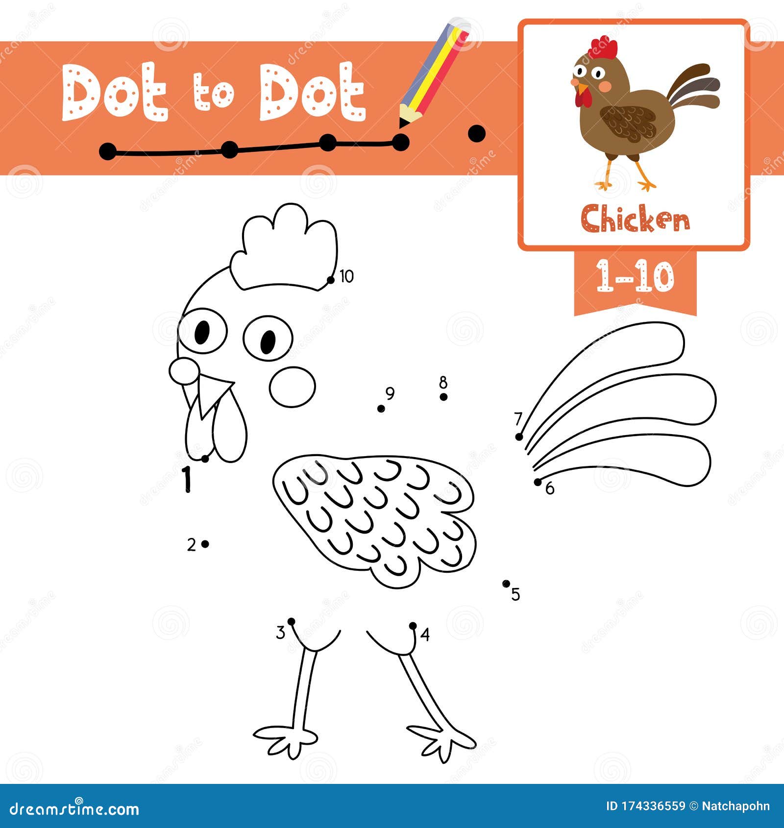 Download Dot To Dot Educational Game And Coloring Book Chicken Animal Cartoon Character Vector Illustration Stock Vector Illustration Of Count Chick 174336559