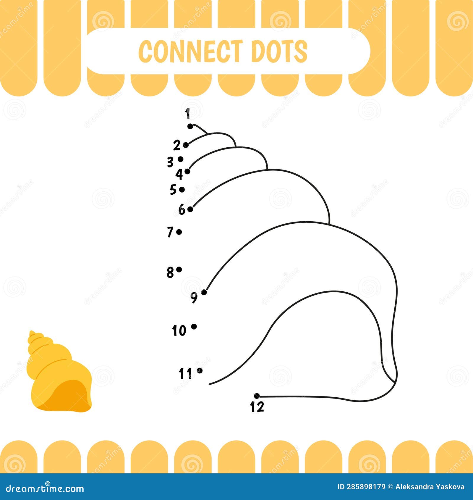 Dot To Dot Educational Game for Preschool Kids. Activity Worksheet