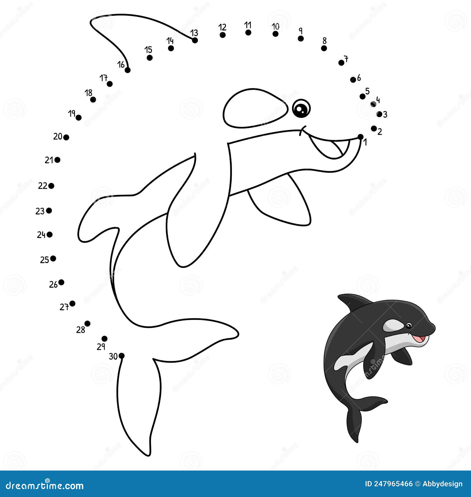 Dot To Dot Killer Whale Coloring Page For Kids Stock Vector dot-to-dot-killer-whale-coloring-page-for-kids-stock-vector