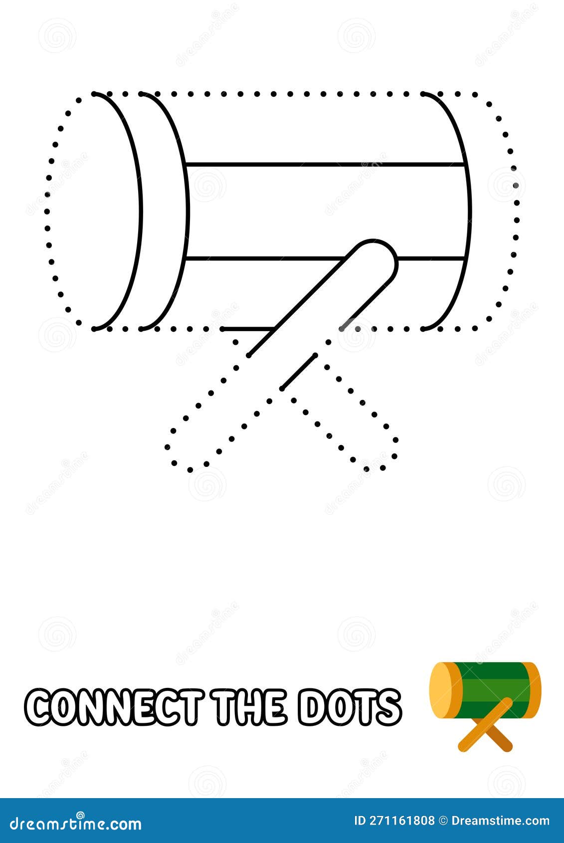 Dot To Dot Page with Drum for Kids Stock Illustration Illustration of sketch, tribal 271161808
