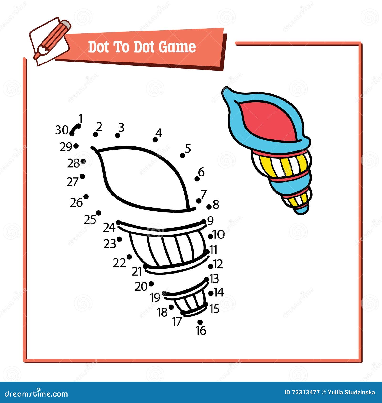 Dot To Dot Shell Educational Kid Game. Stock Vector Illustration of