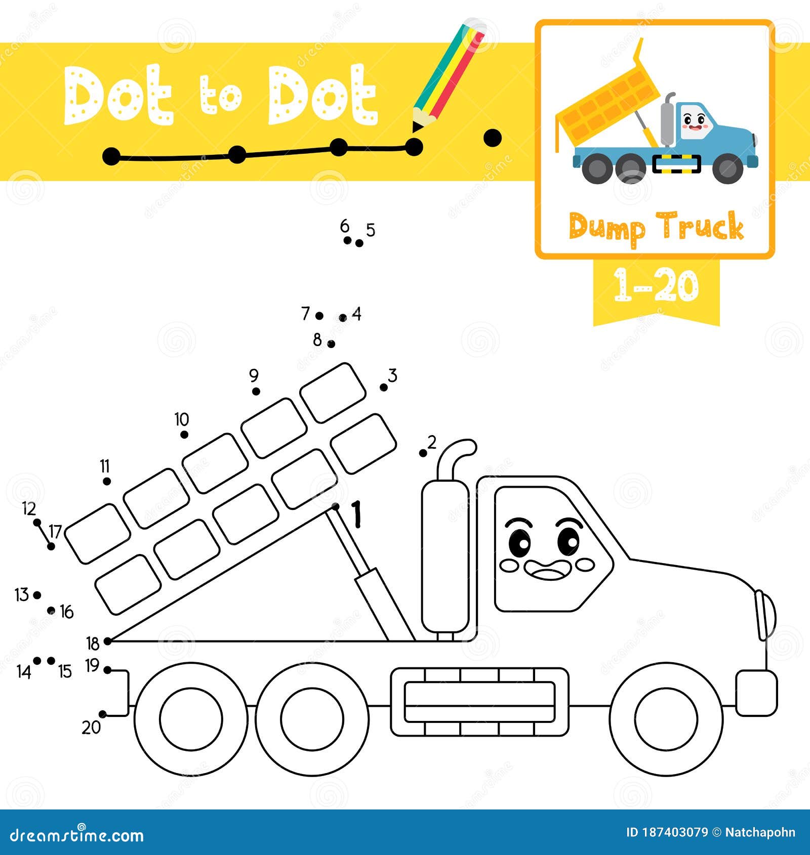 Dot To Dot Educational Game and Coloring Book Dump Truck Cartoon Character Side View Vector Illustration Stock Vector - Illustration of character, education: 187403079 Dot To Dot Educational Game and Coloring Book Dump Truck Cartoon Character Side View Vector Illustration Stock Vector - Illustration of character, education: 187403079