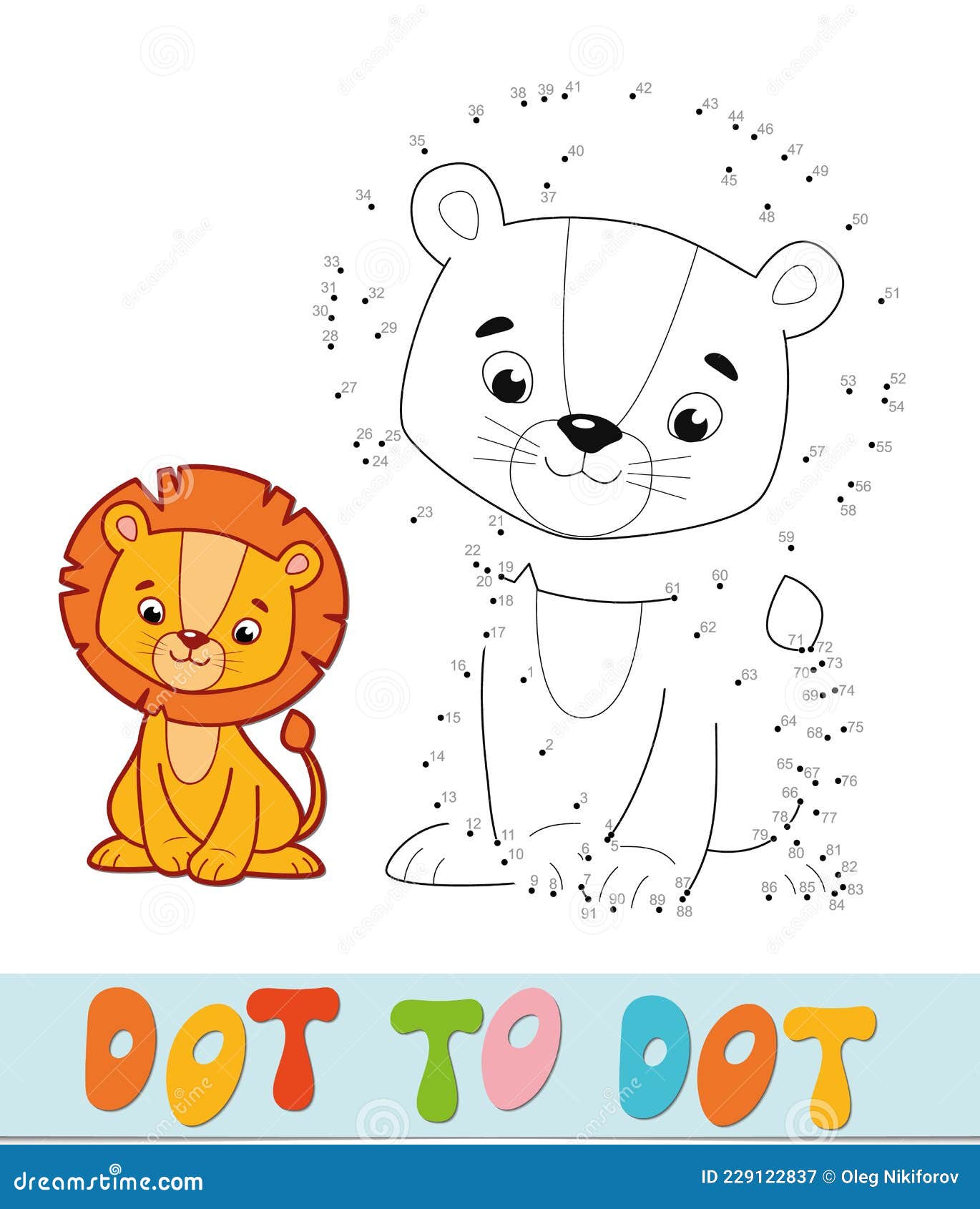 dot to dot puzzle. connect dots game. lion  