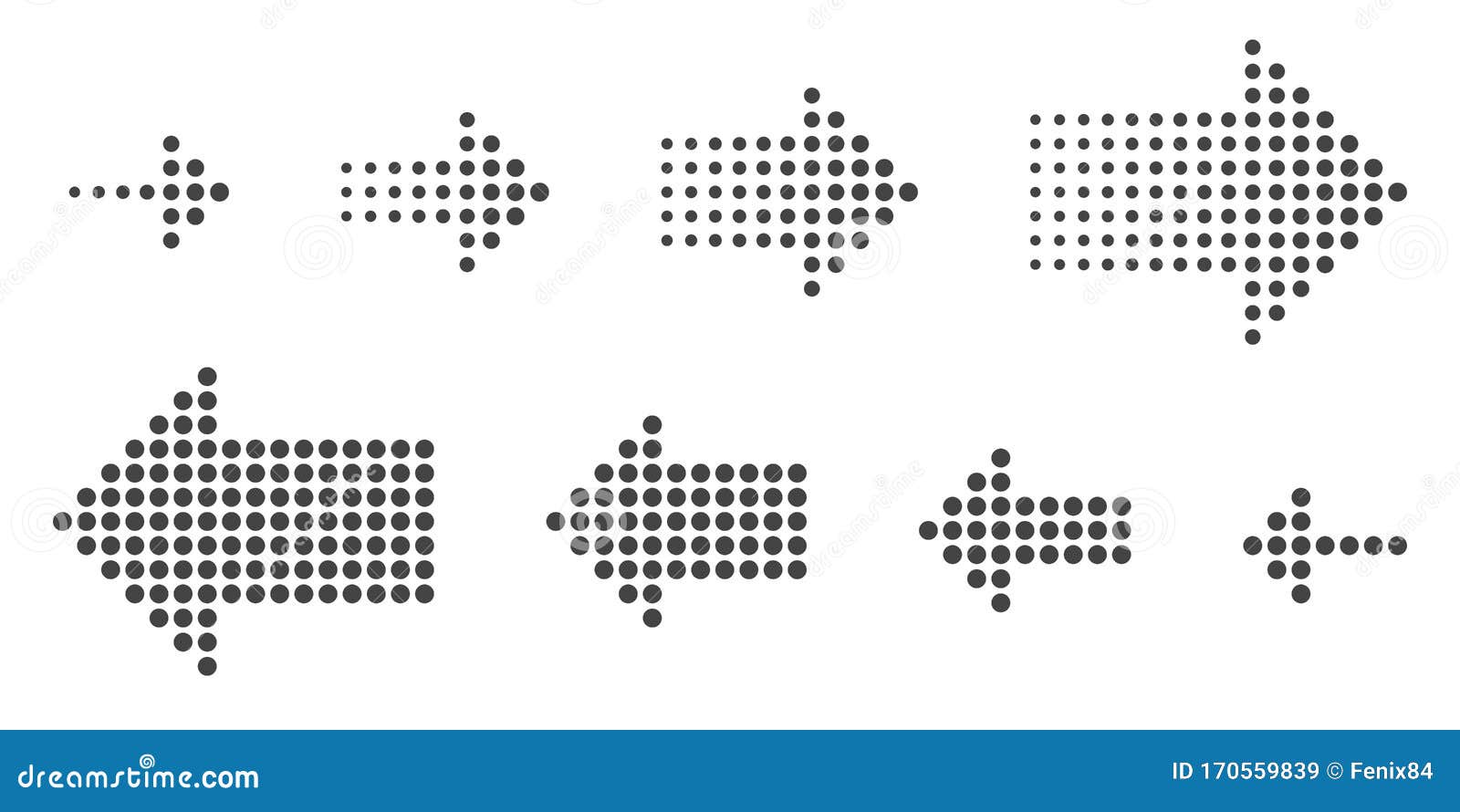 Dotted Arrows Set. Vector Halftone Arrows Stock Vector - Illustration ...