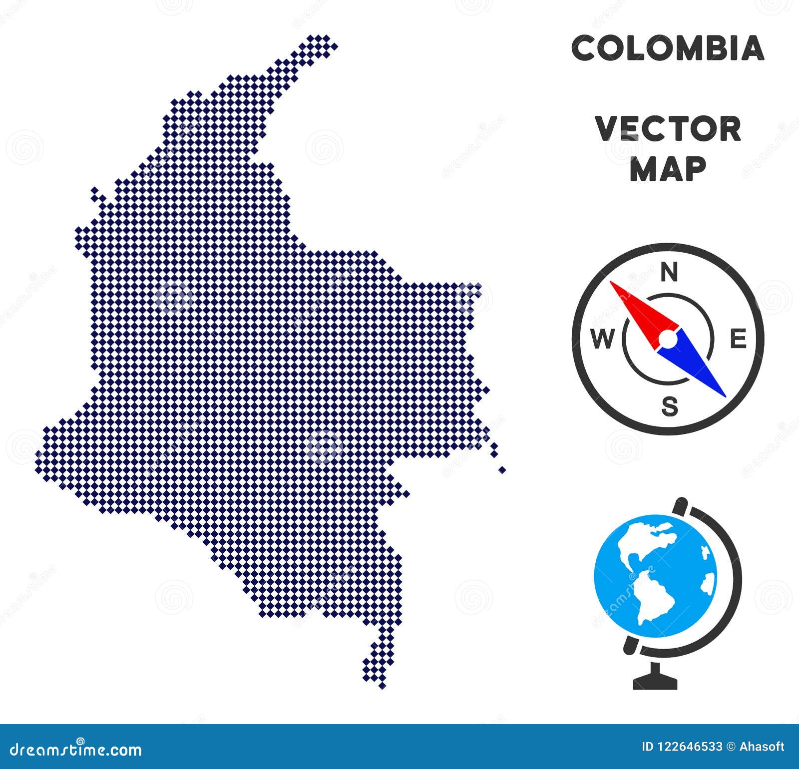 Dot Colombia Map Stock Vector Illustration Of Vector 122646533