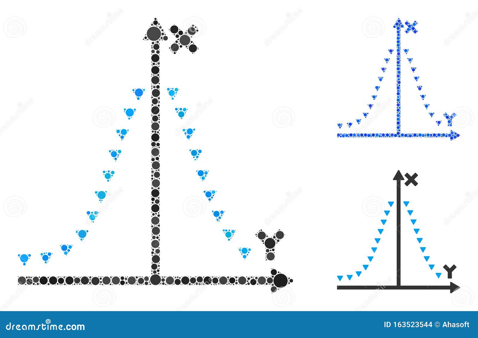 dotted gauss plot composition icon of circles
