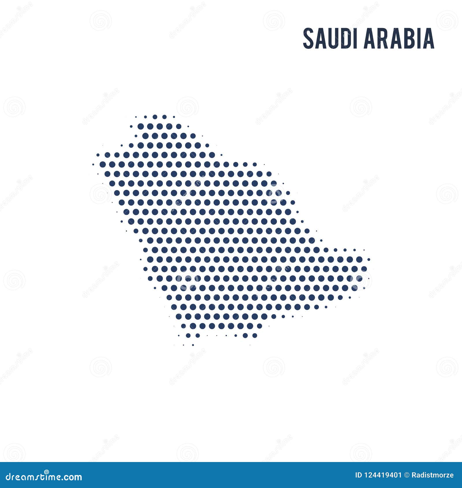 Dotted Map of Saudi Arabia Isolated on White Background. Stock ...