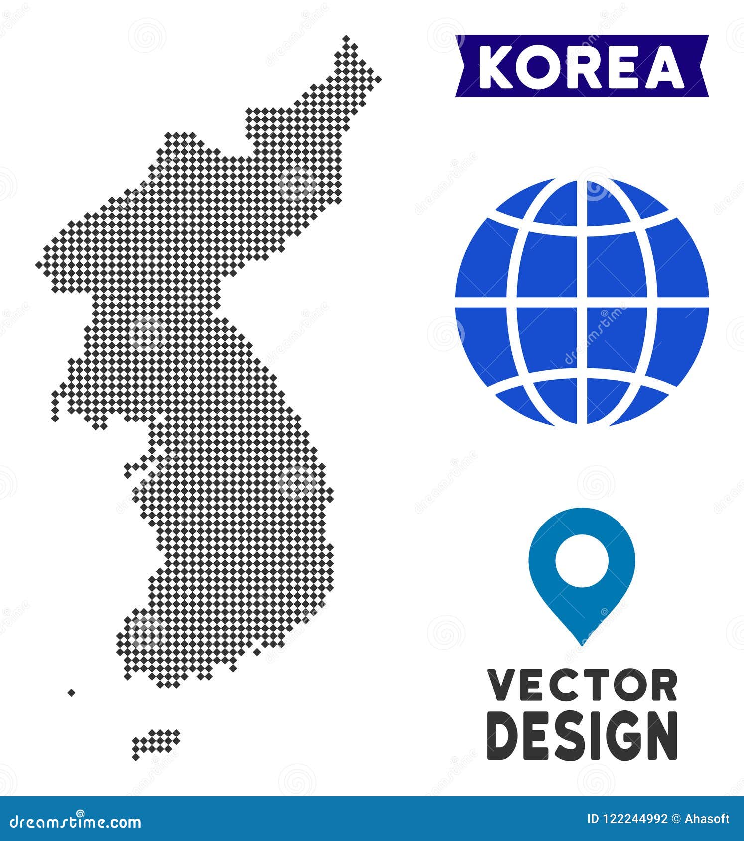 Dotted North and South Korea Map Stock Vector - Illustration of mosaic