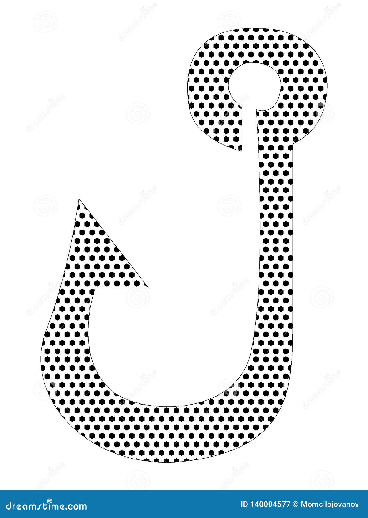 Dotted Pattern Picture of a Fishing Hook Stock Vector Illustration of