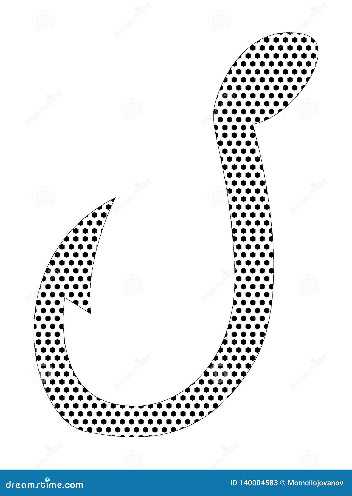 Dotted Pattern Picture of a Fishing Hook Stock Vector Illustration of