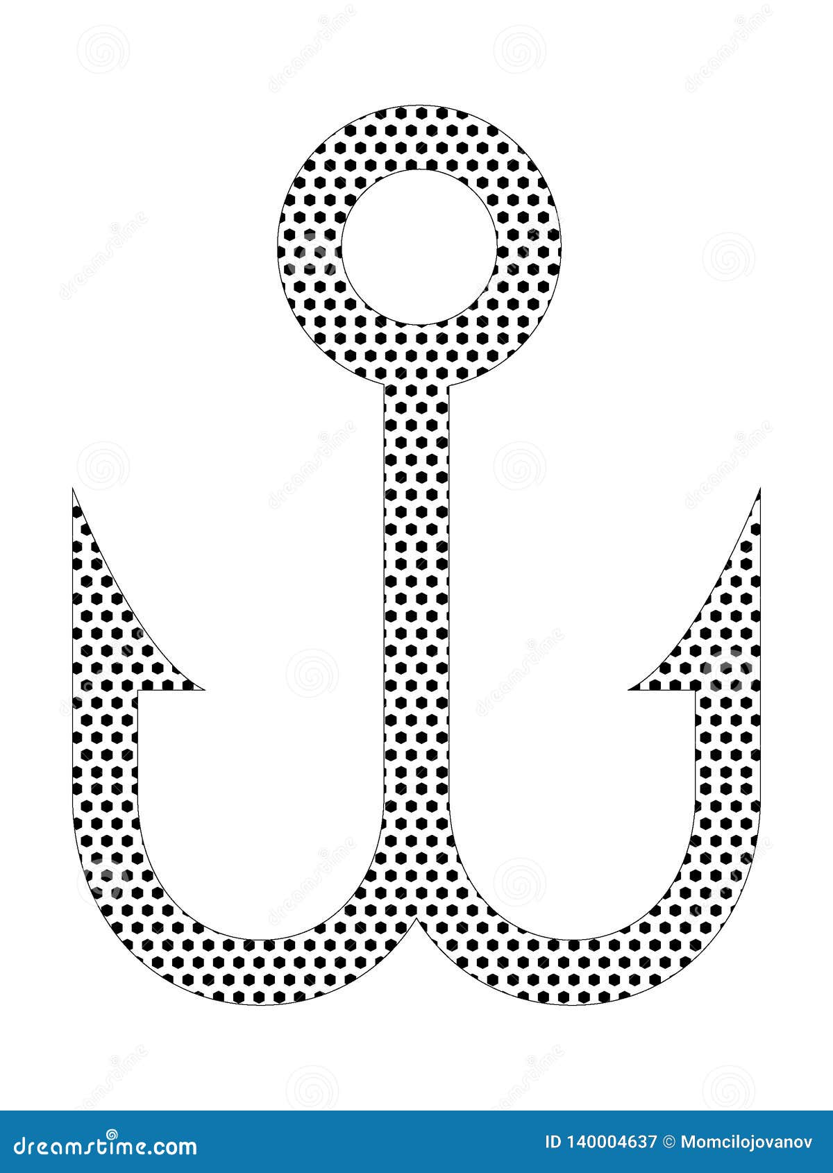 Dotted Pattern Picture of a Fishing Hook Stock Vector Illustration of