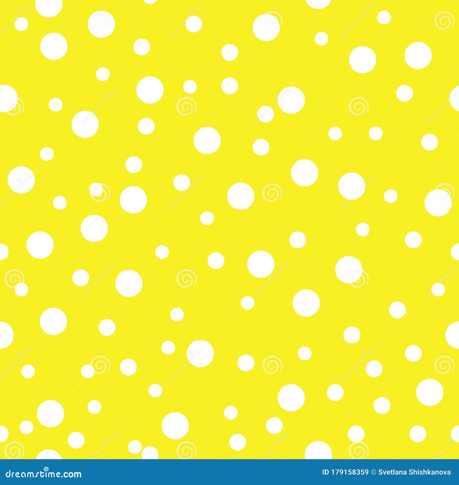 Dotted Seamless Pattern. White Polka Dot on Yellow Background Background.  Vector Illustration Stock Vector - Illustration of graphic, abstract:  179158359