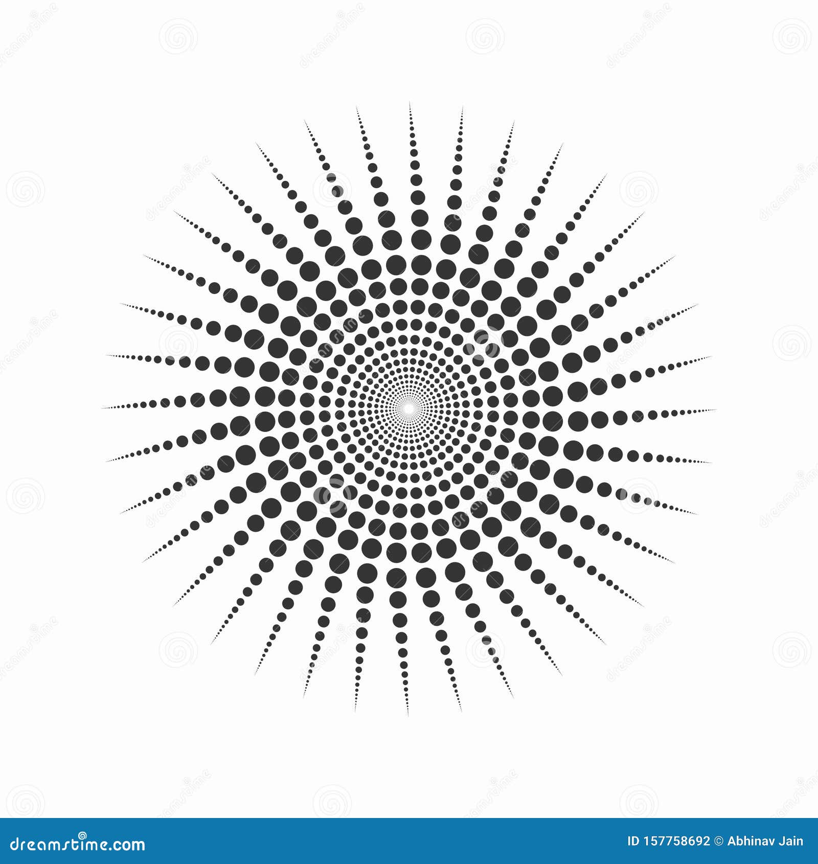 dotted spiral black and white mandela circular motif  