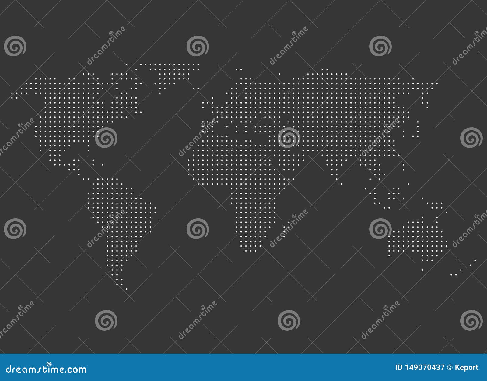 Dotted World Map Dark Grey And White Stock Illustration Illustration