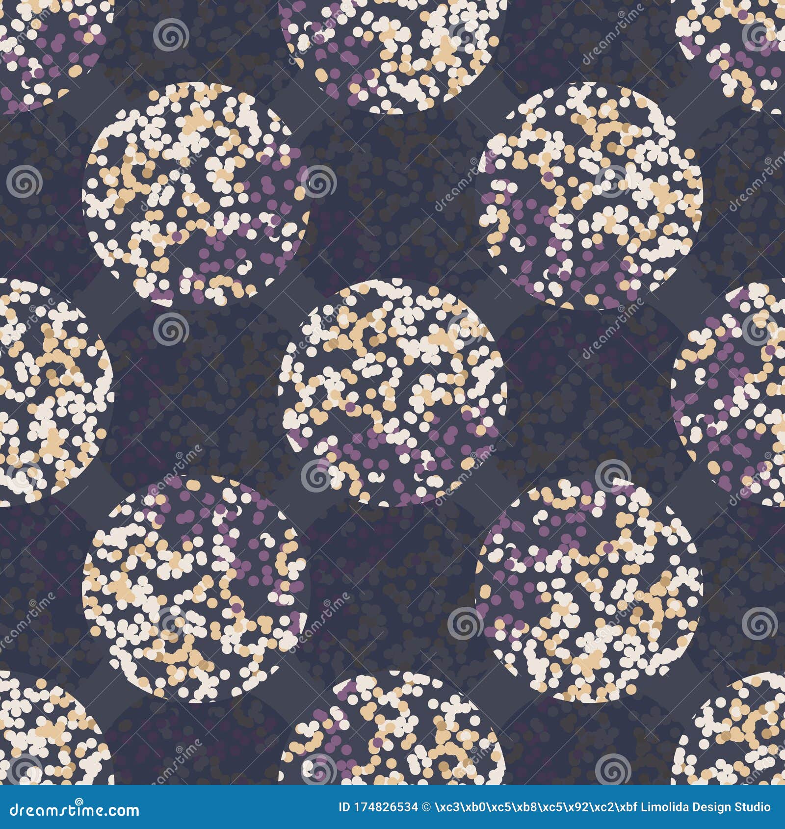 Dotty Moody Polka Dot Seamless Pattern. Modern Geometric Wax Batik