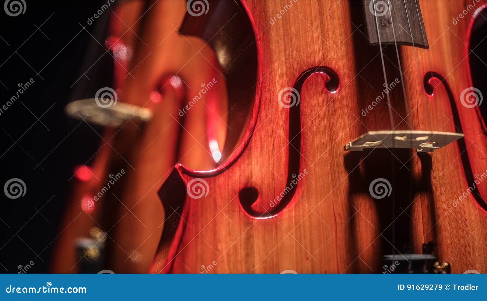 Double Bass and Cello in Dark Studio 3D Rendering Stock Illustration