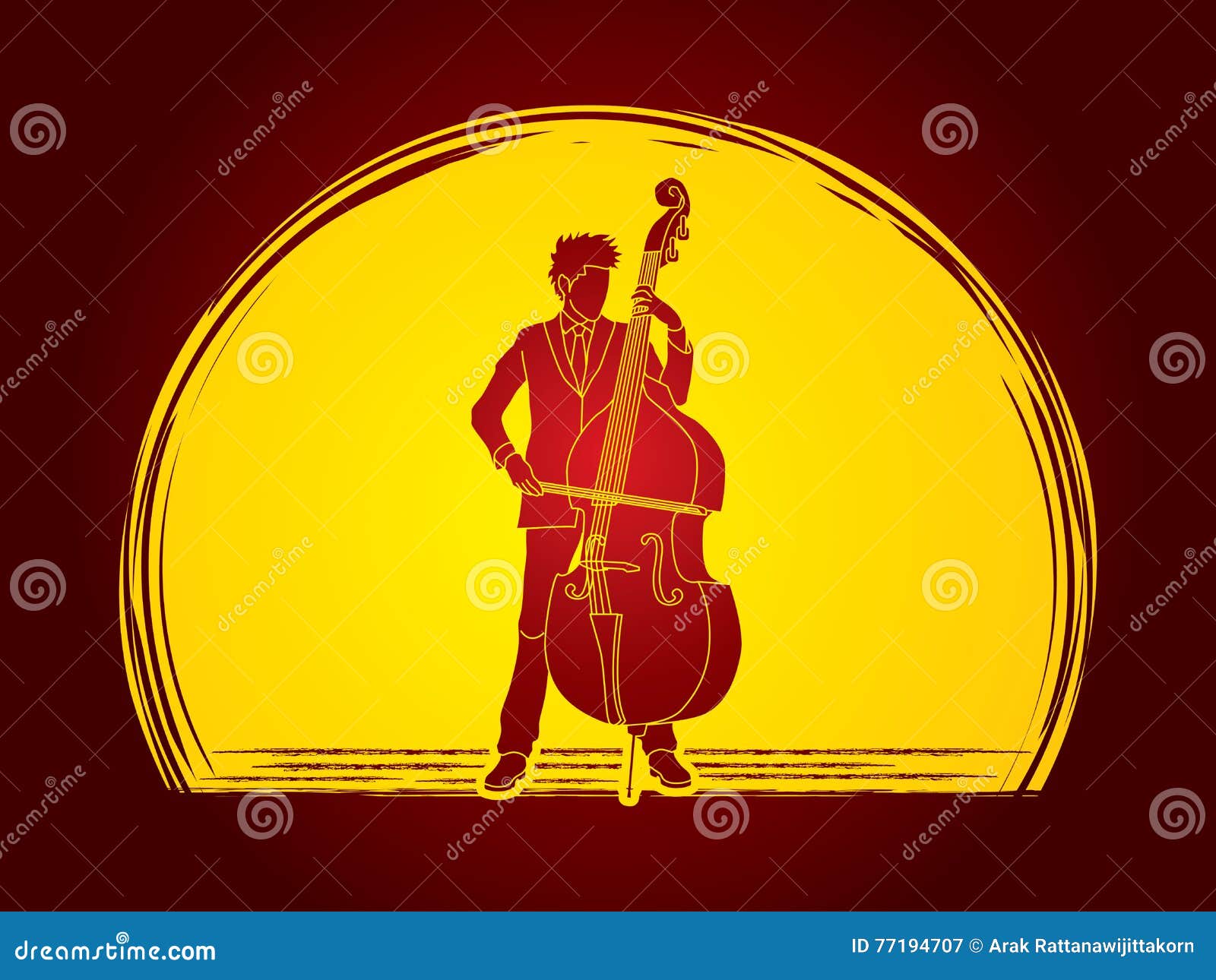 Double bass player stock vector. Illustration of passion 77194707