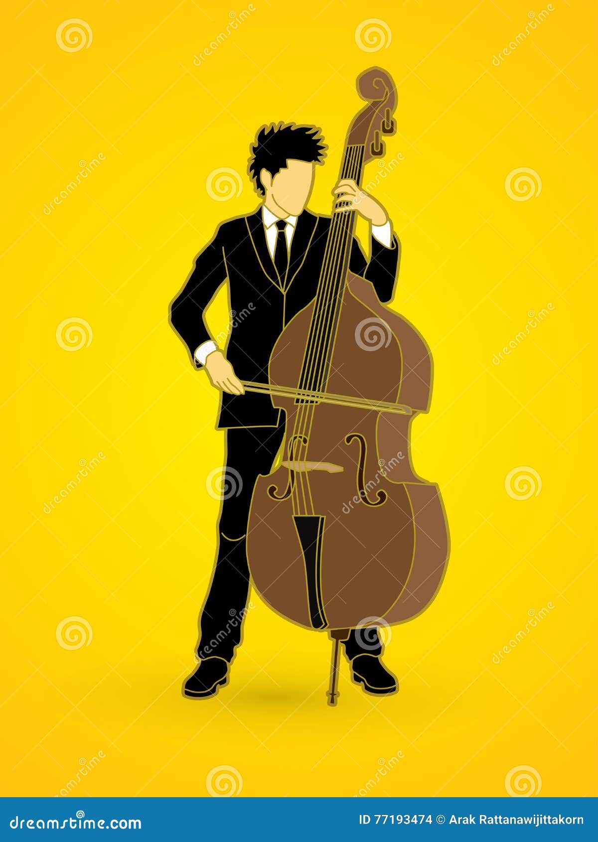 Double bass player stock vector. Illustration of musical 77193474