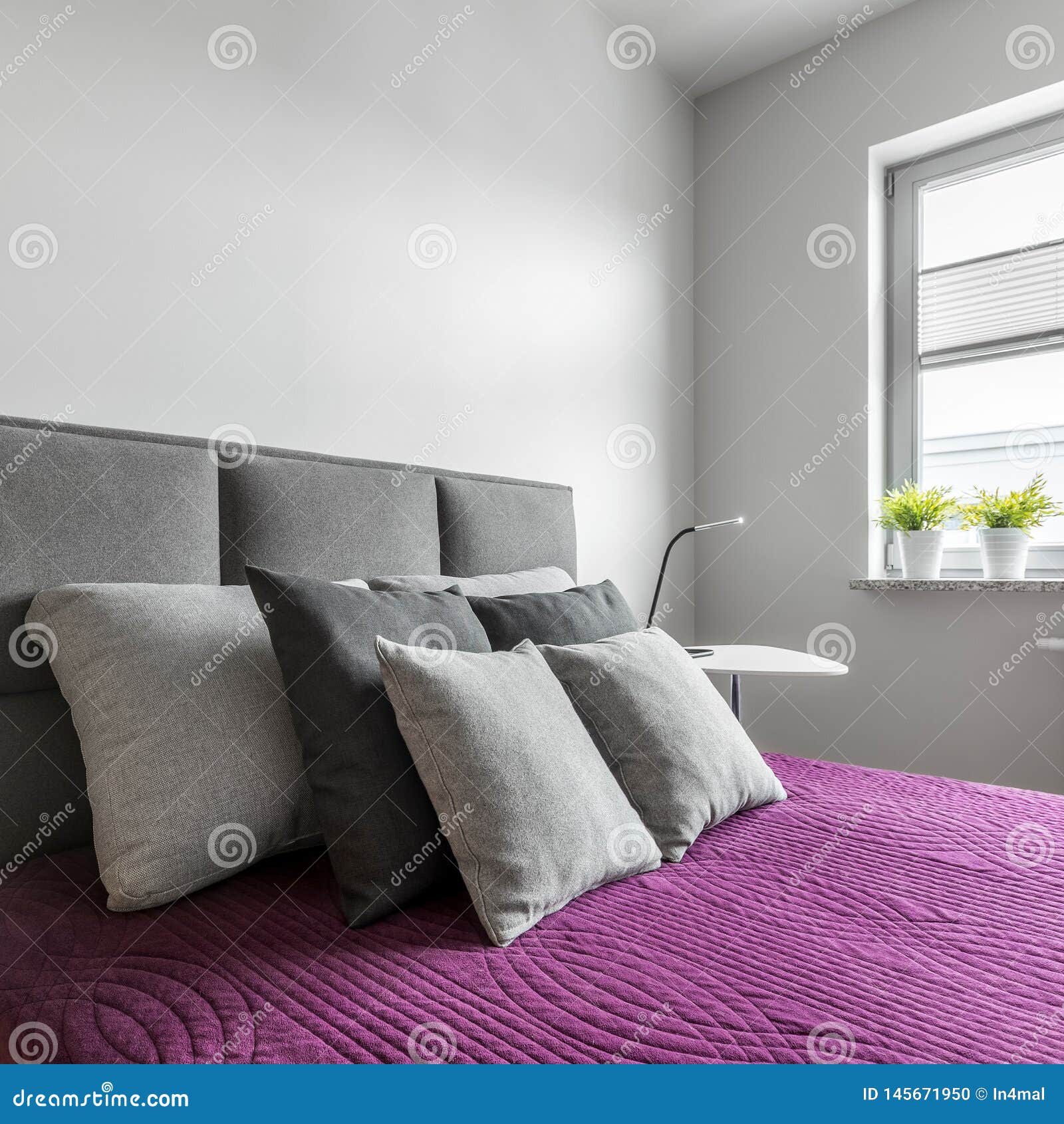 Double Bed with Bedside Tables Stock Photo Image of blanket, interior