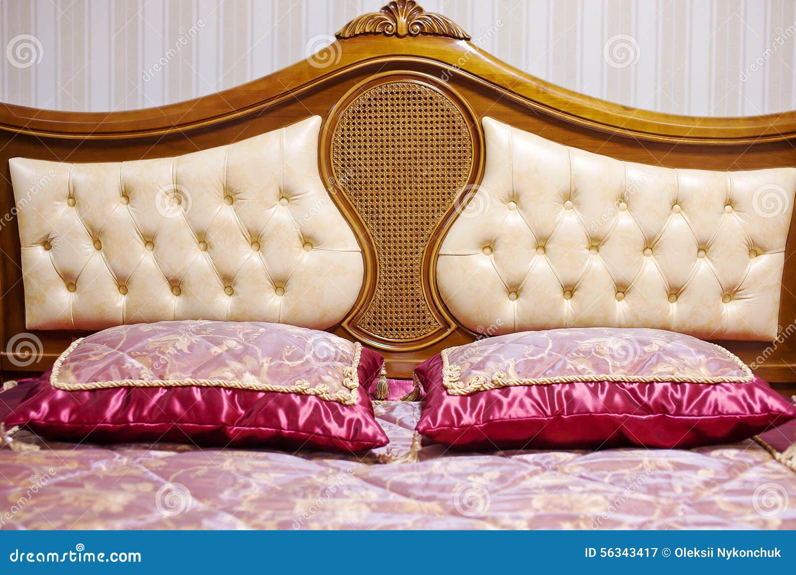 Double Bed with Decorative Headboard Stock Image Image of furniture