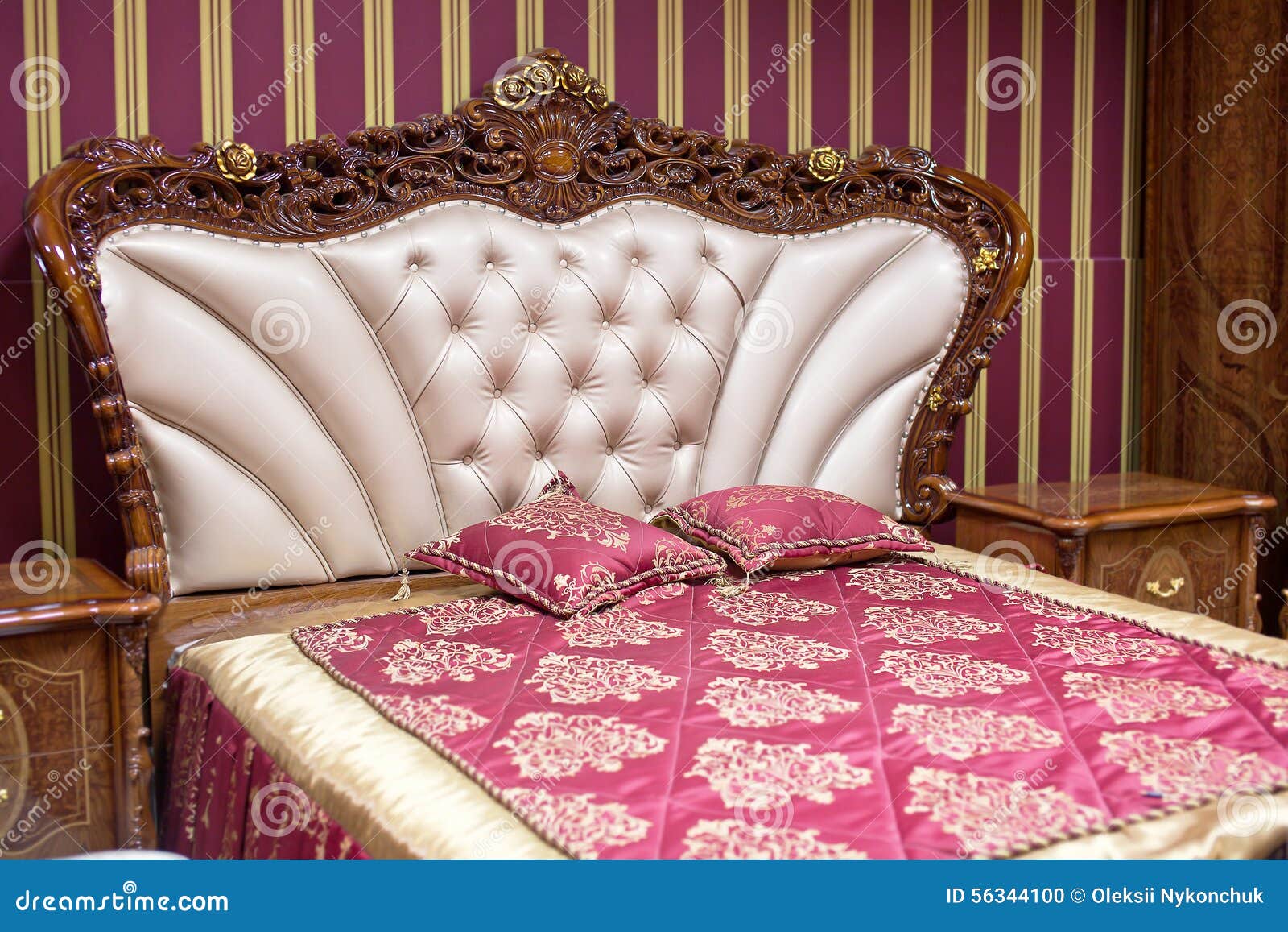 Double Bed with Decorative Headboard Stock Photo Image of comfortable