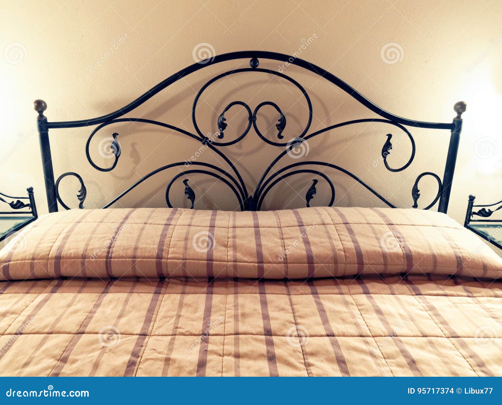 Double Bed Decorative Metal Headboard Night Stock Photo Image of