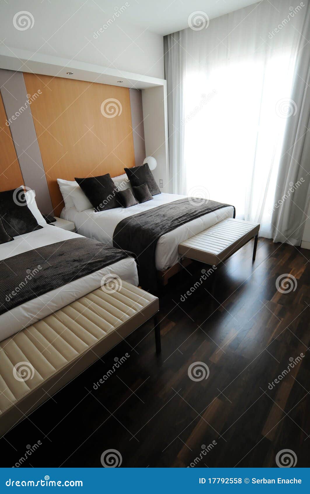 Double beds in hotel stock photo. Image of cosy, hotel 17792558