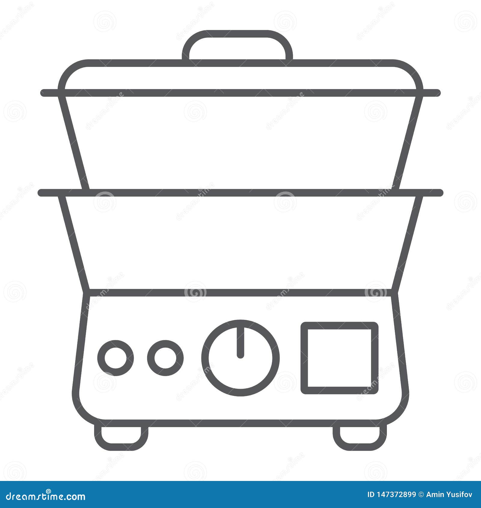 Double Boiler Thin Line Icon, Kitchen and Appliances, Cooker Sign