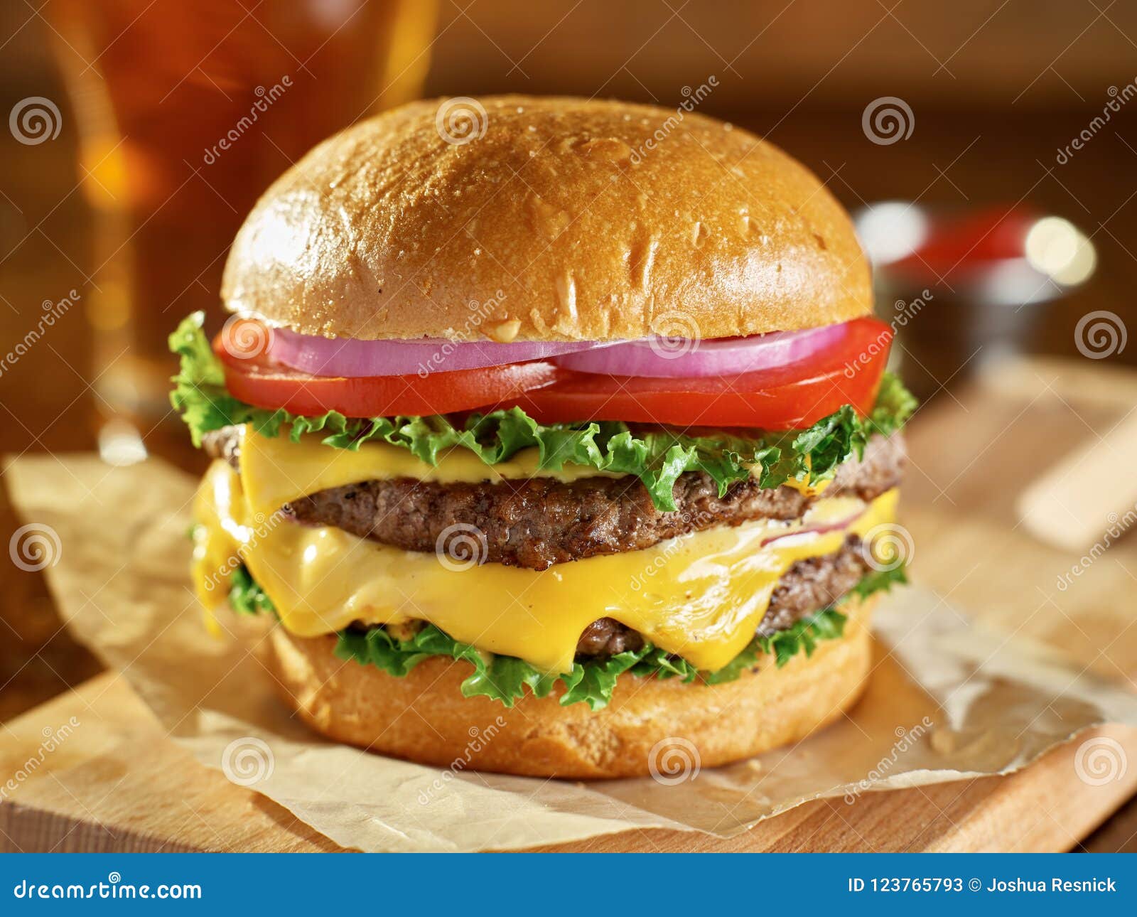double cheeseburger on brioche bun