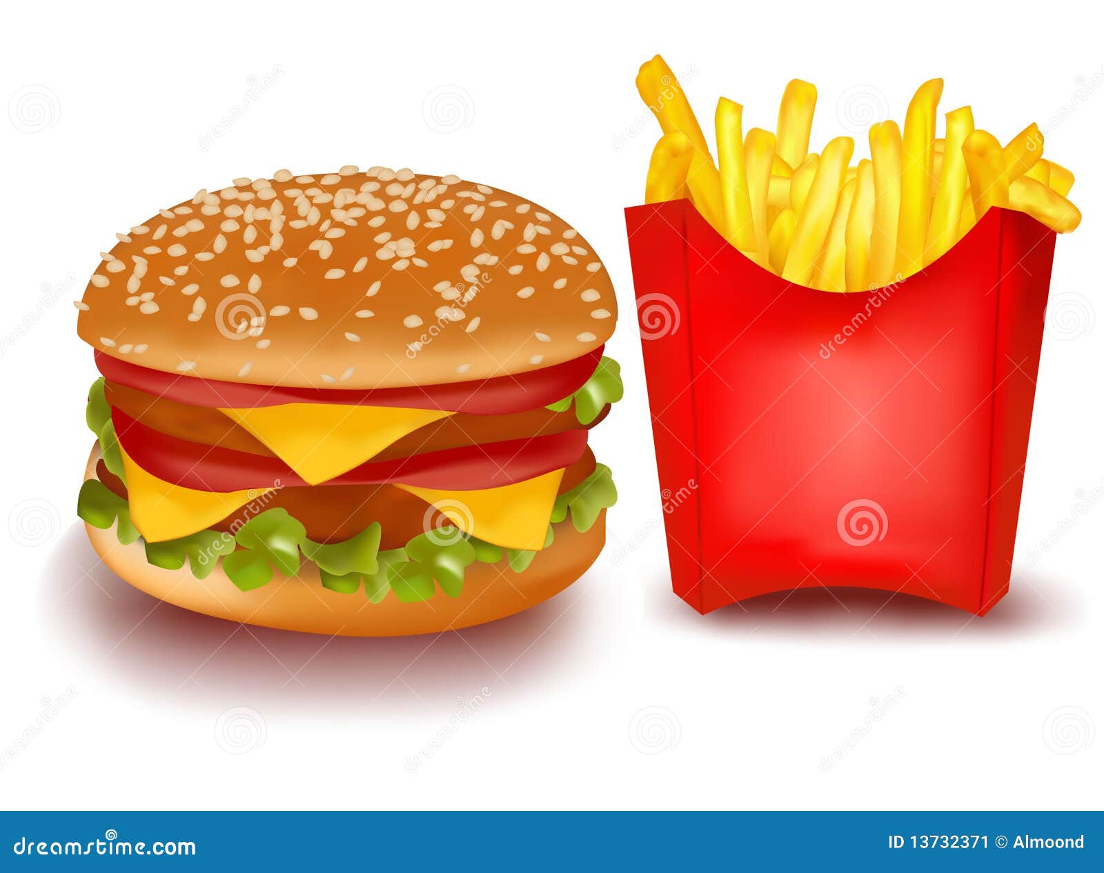Double Cheeseburger French Fries Stock Illustrations – 617 Double ...