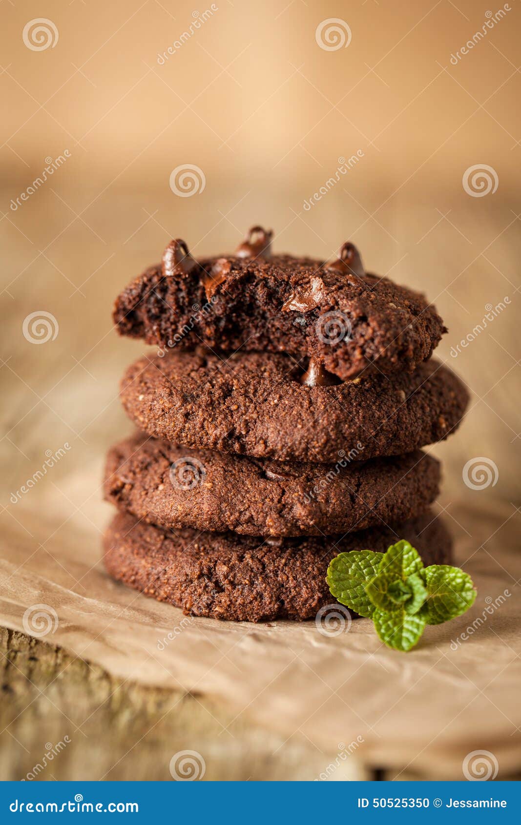Double Chocolate Chip Cookies Stock Photo Image of peppermint